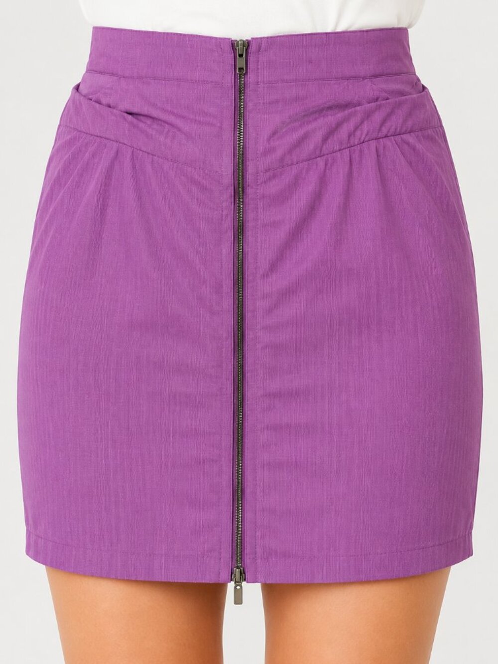 Bisou Bisou Stretch Purple Full Zip Front Stretch Skirt Sz.14